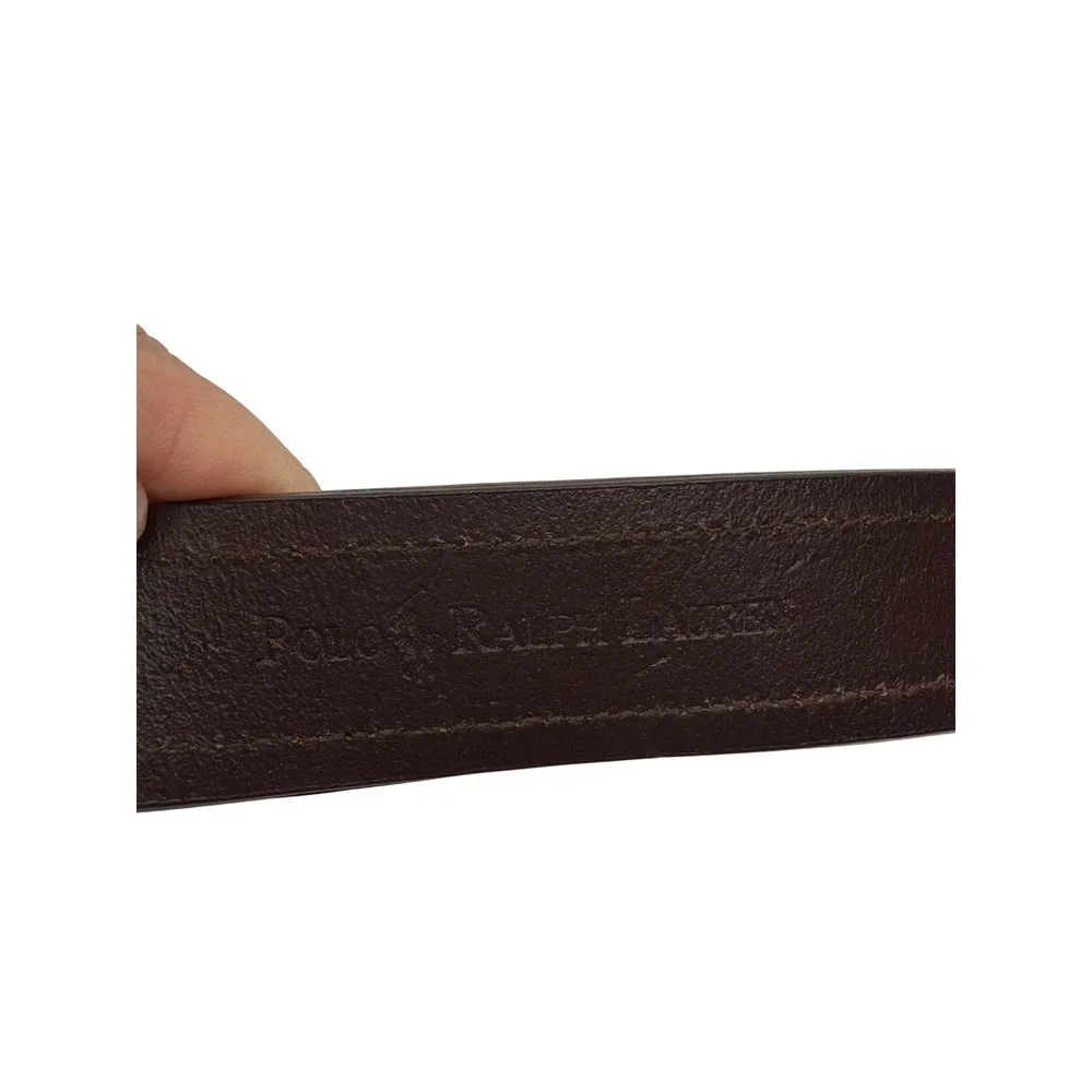 Polo Ralph Lauren Mens Brown Leather Belt Brass Buckle Size 36 90 1326